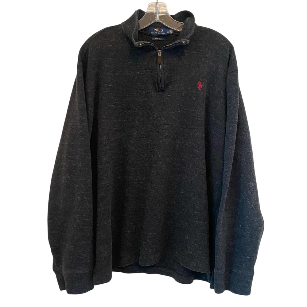 Polo‎ Ralph Lauren Men XL Pullover Estate Rib 1/4 Zip Black Sweater Mock Neck - Picture 5 of 14
